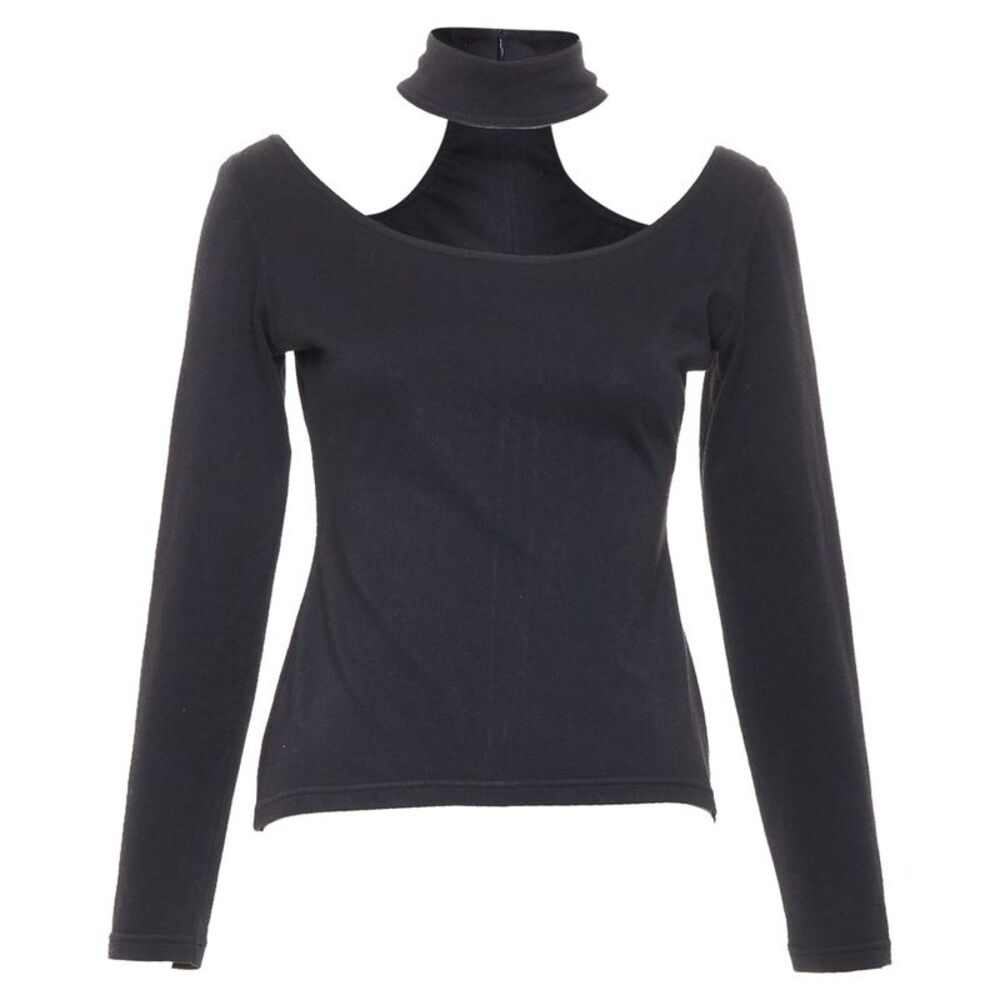 Jean Paul Gaultier Black Scoop Neck Choker Cutout Top